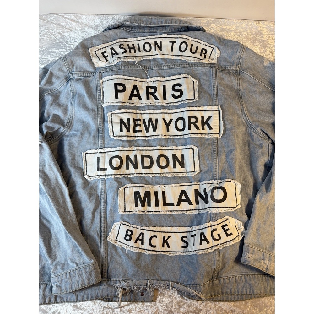 American Bazi Denim Jacket 3X Distressed Fashion Tour Paris Oversized Streetwear